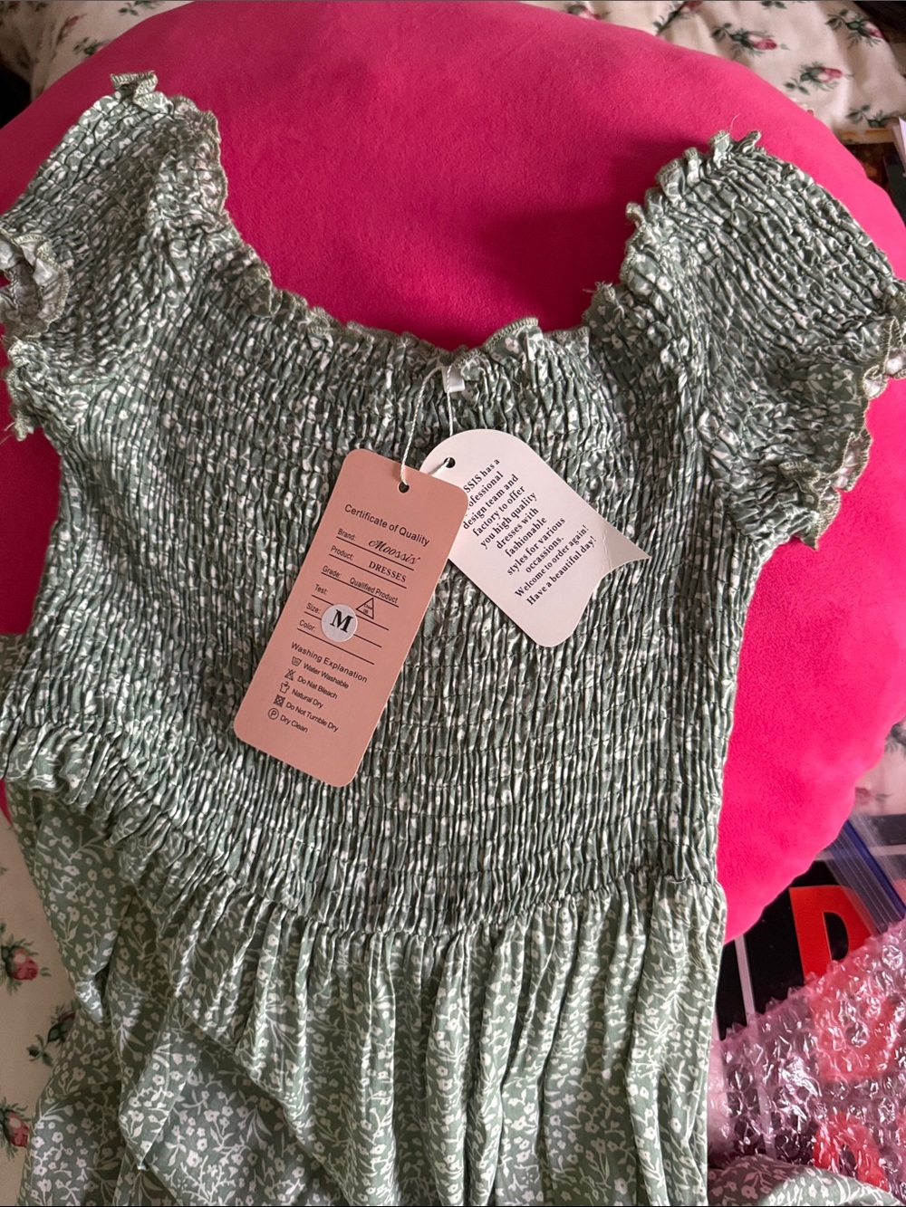 Smocked Maxi Dress in Sage Green - Picture 3 of 3